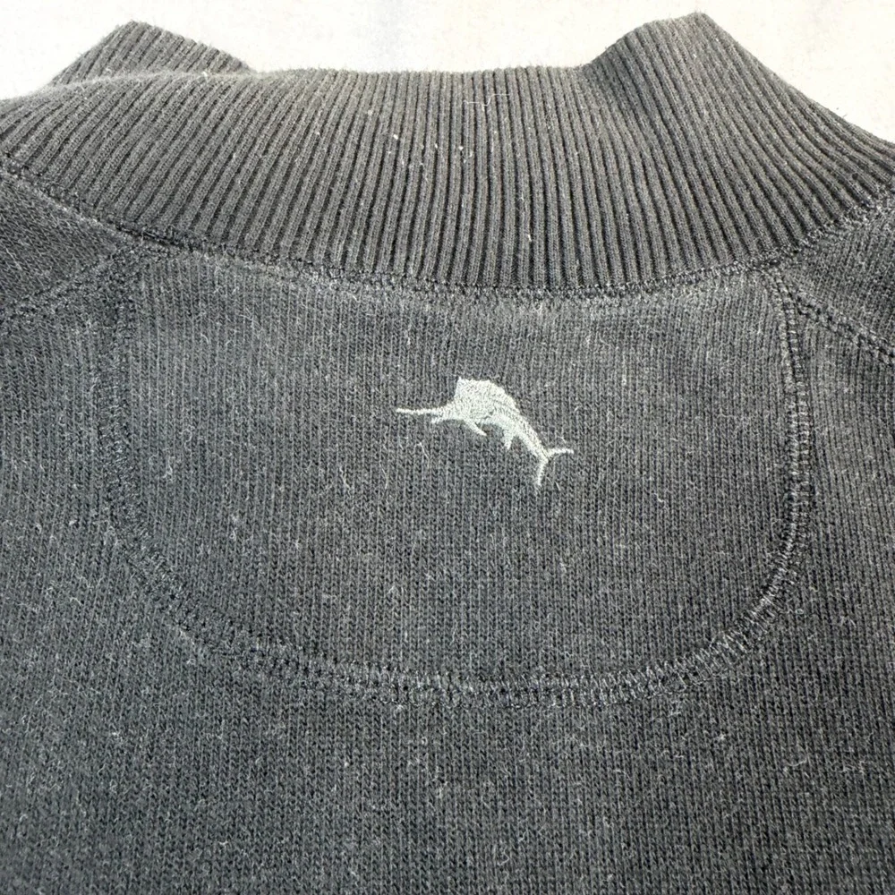 Tommy Bahama Mens Quarter Zip Pullover Sweater Contrast Stitch‎ Marlin Logo